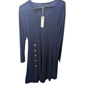 Ultranice Womens V Neck‎ Swing Dress NWT Medium Long Sleeve Comfortable Casual